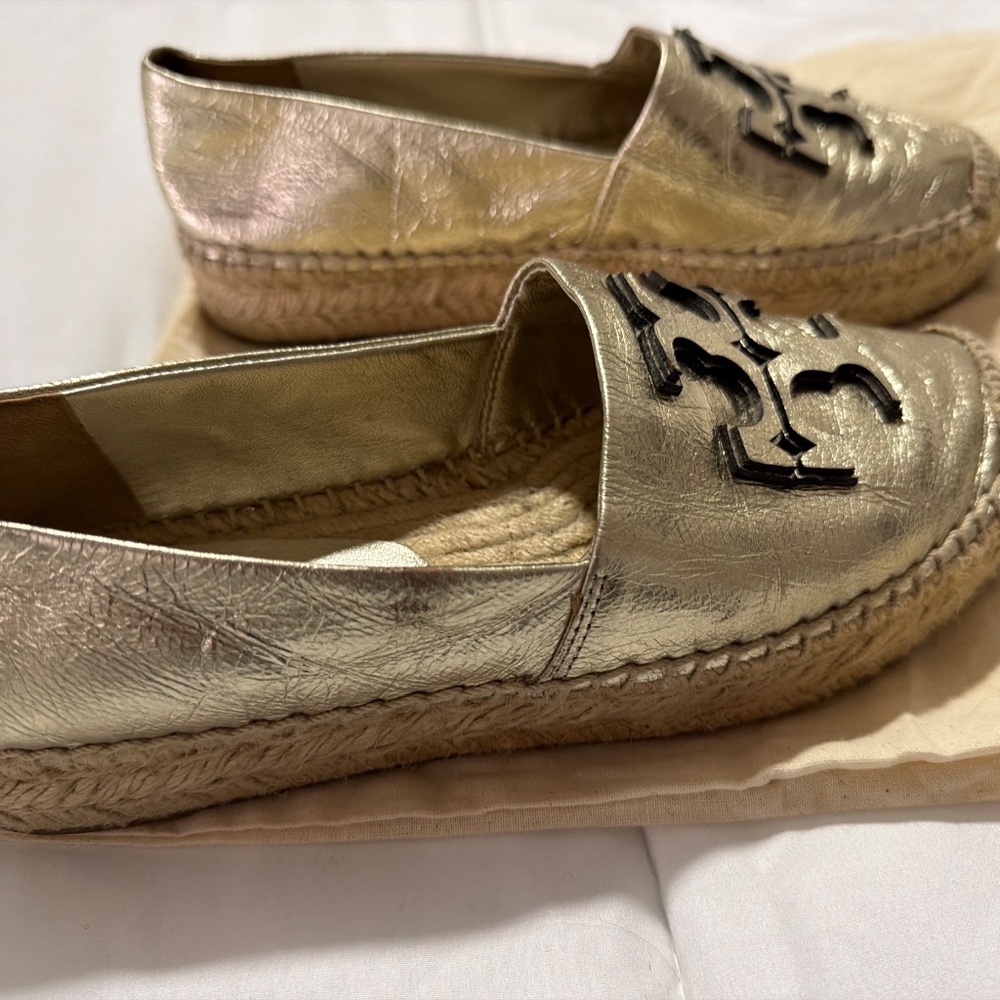 Tory Burch Ines Metallic Leather Platform Espadrilles - Picture 4 of 8